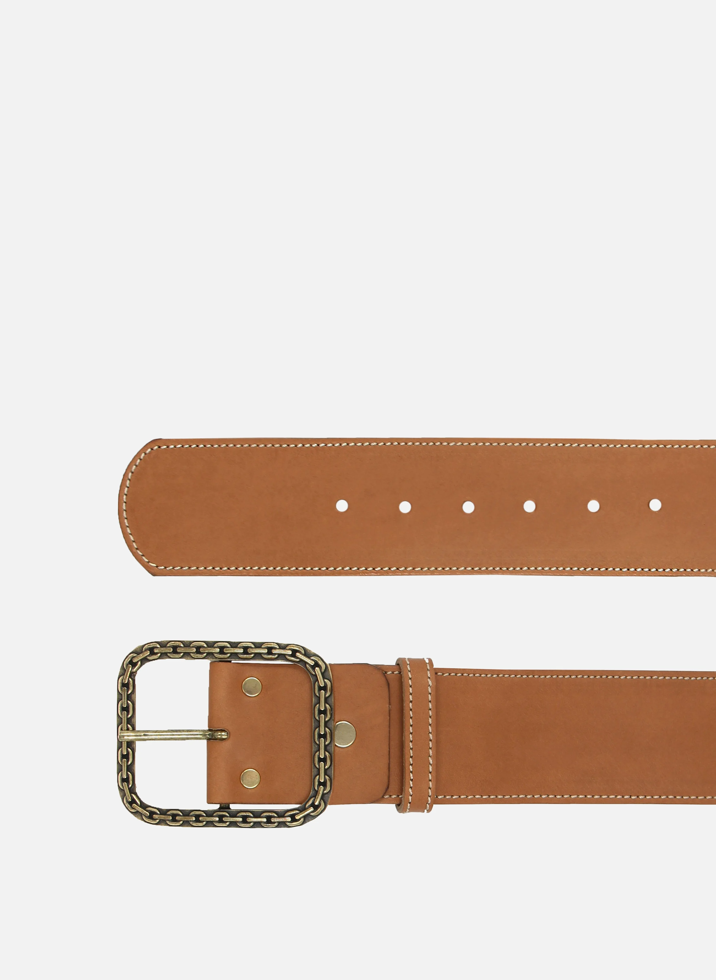 Ceinture bijou cuir lisse | Marron