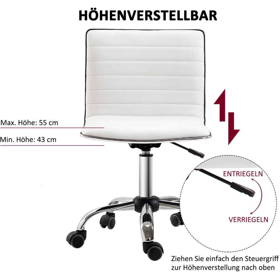 HOMCOM Drehstuhl höhenverstellbar weiß