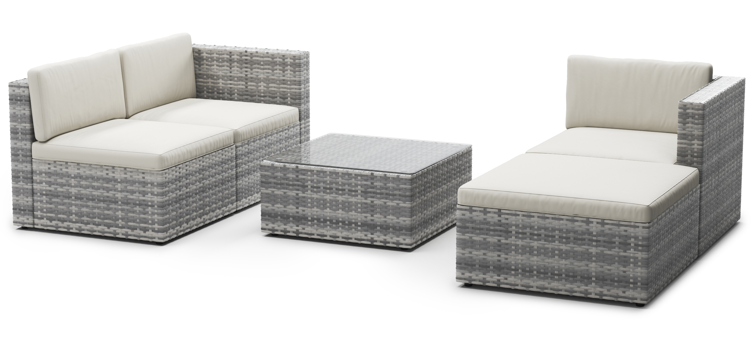 Rattanlounge MALIBU grau/beige