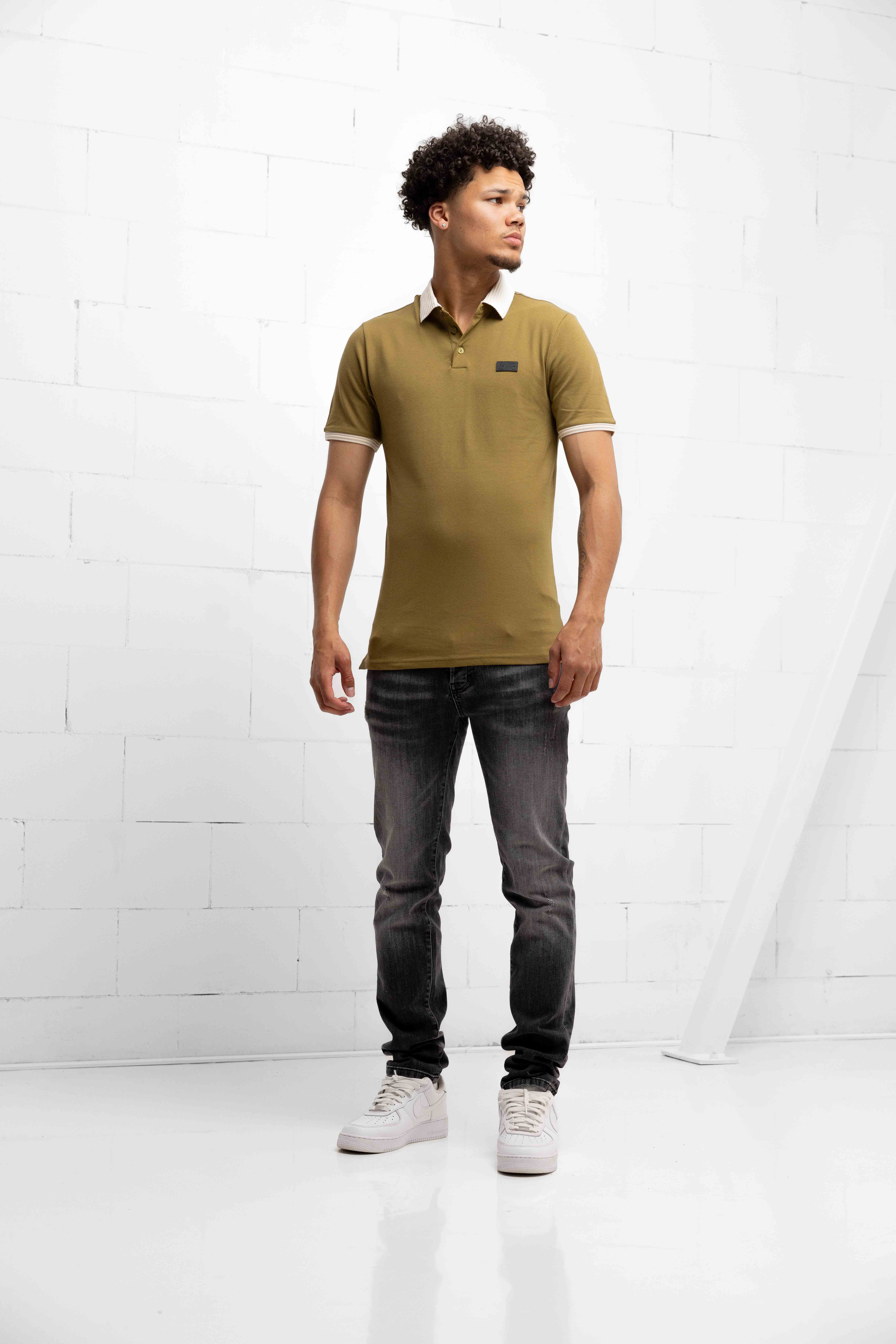 AB Lifestyle Regular Polo Heren Groen/Beige