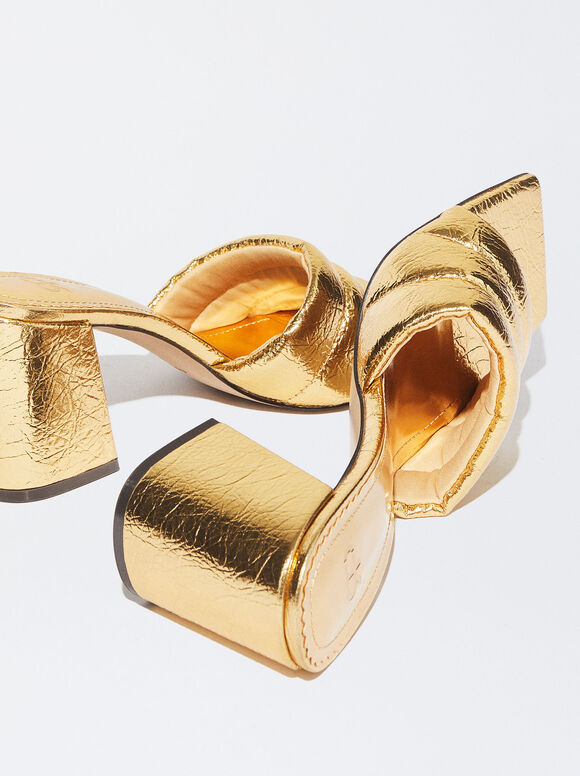 Sandalia Tacón Metalizada - Dorado