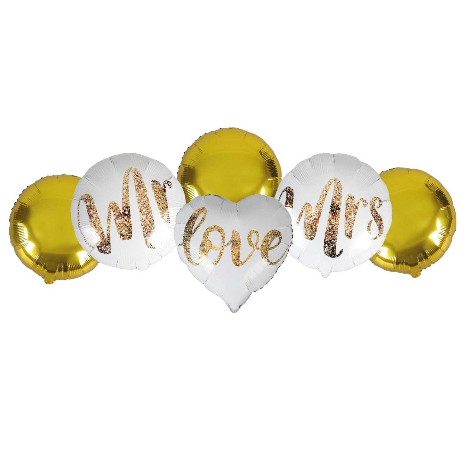 O'Canny Folienballon-Set Hochzeit Ø 46 cm 6teilig