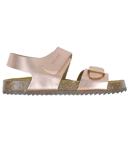 Pom Pom Sandalen - Klettband - Metall Rose