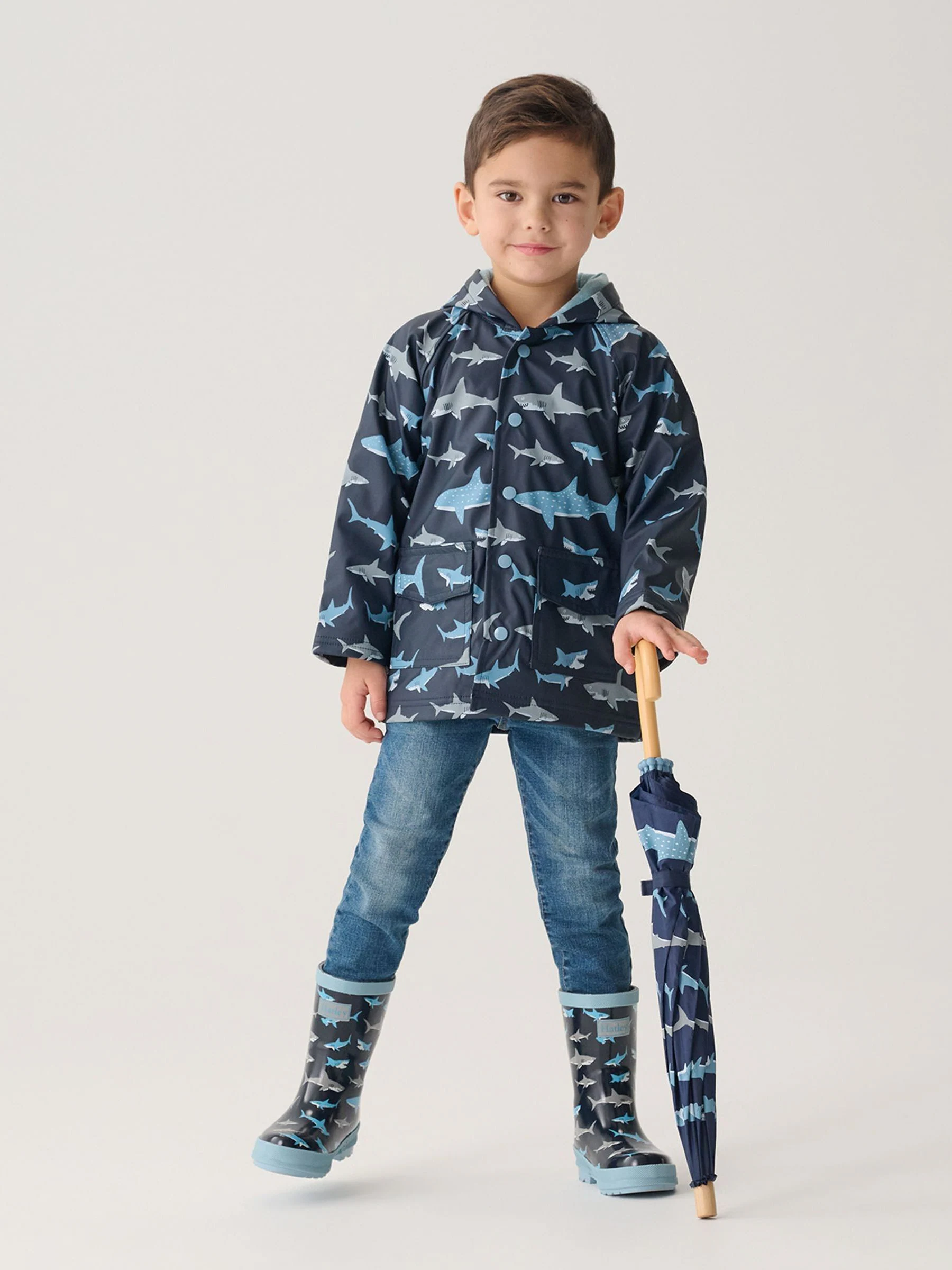 Blauw - Hatley Pink Shark Frenzy Rain Wellies