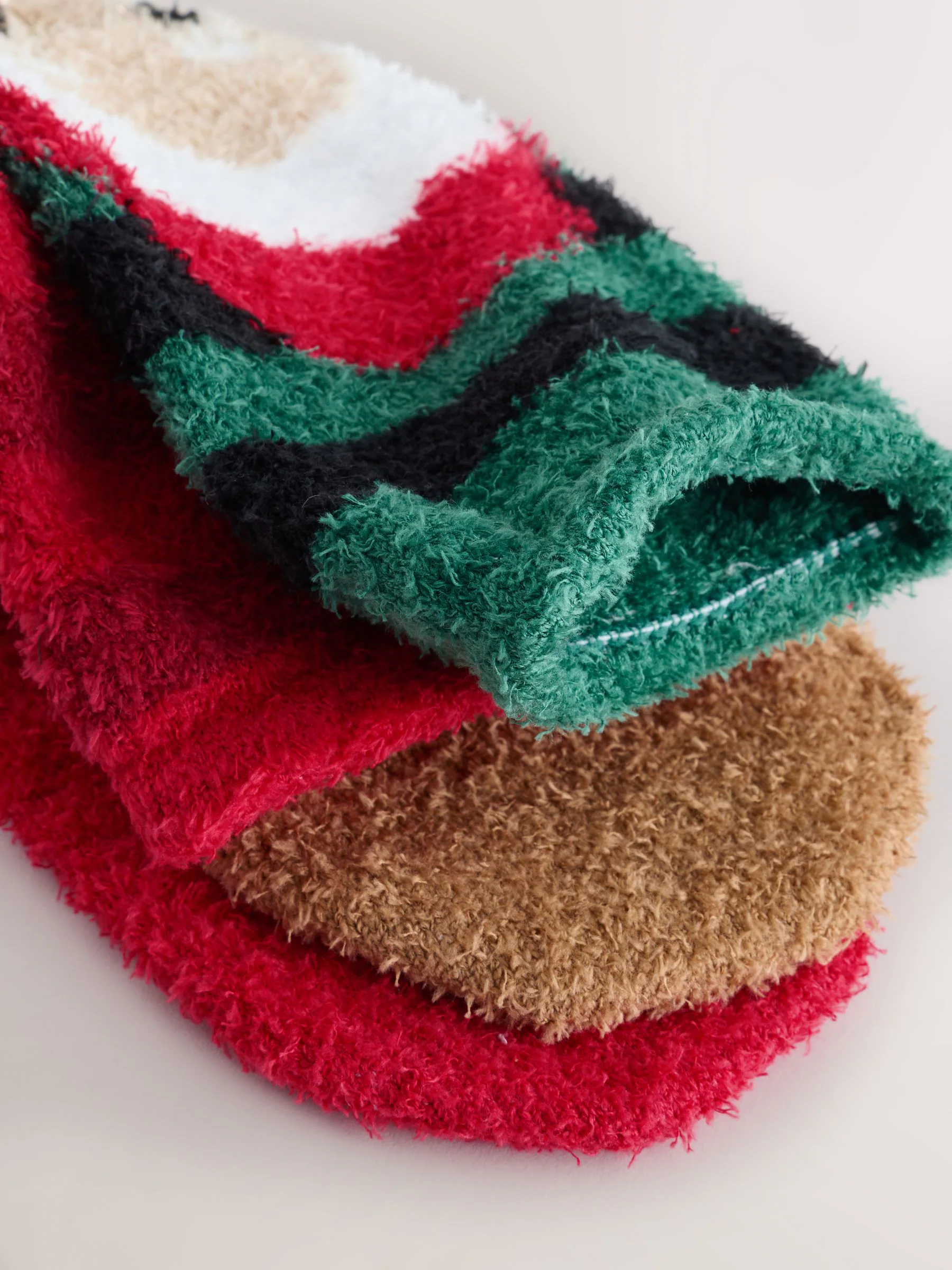 Rood/Groen kerstman en rendier - Christmas Pattern Cosy Socks 2 Pack