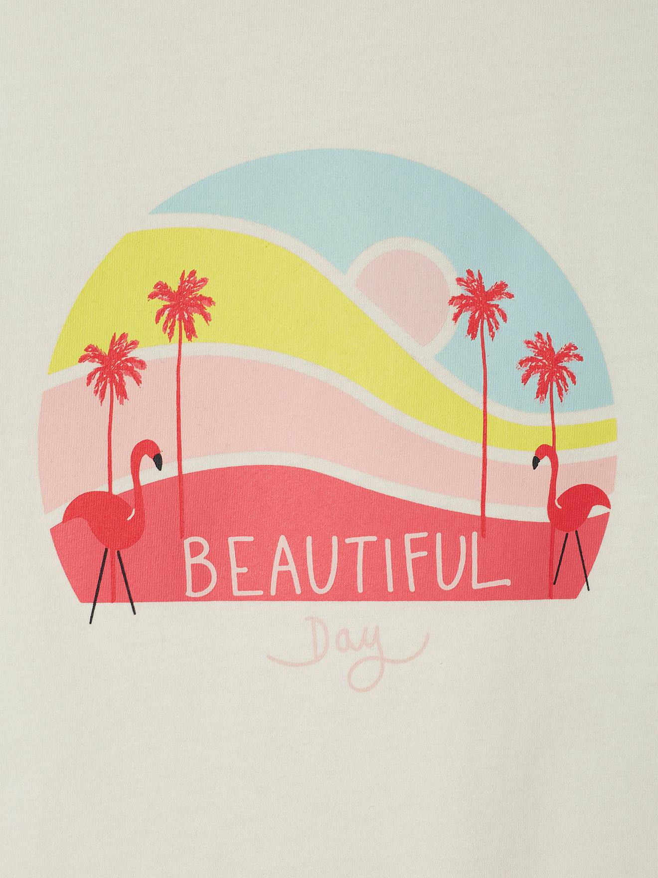 Pijama curto rosa com estampa de flamingo, em chiffon 100% algodão, para meninas.