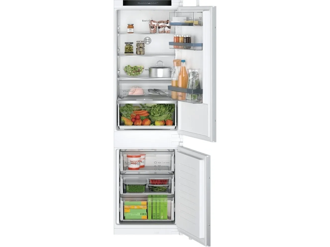 Bosch Serie | 4 KIN86VSE0 - Køleskab/fryser - bund-fryser - til indbygning - niche - bredde: 56 cm - dybde: 55 cm - højde: 177.5 cm - 260 liter - Klasse E