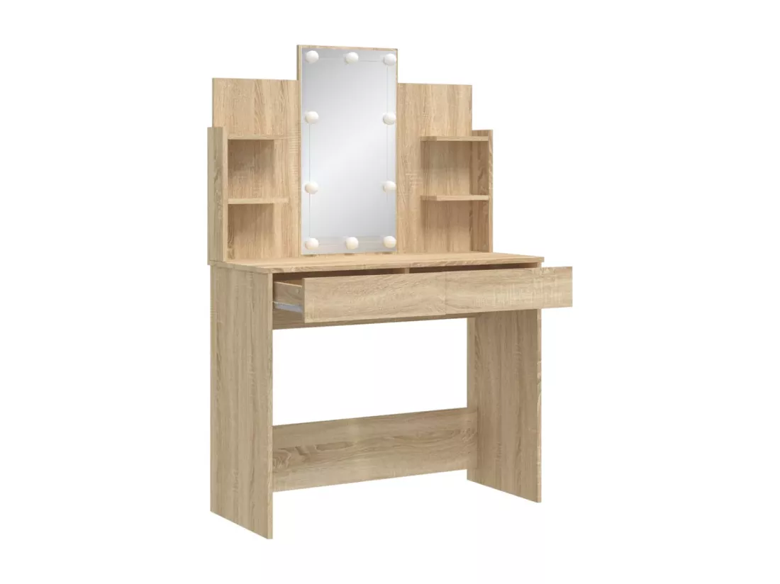 Coiffeuse avec lumières LED chêne sonoma 96x40x142 cm
