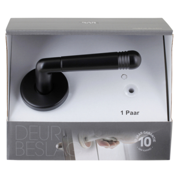 Karwei deurkruk set Danilo rond rozet zwart aluminium