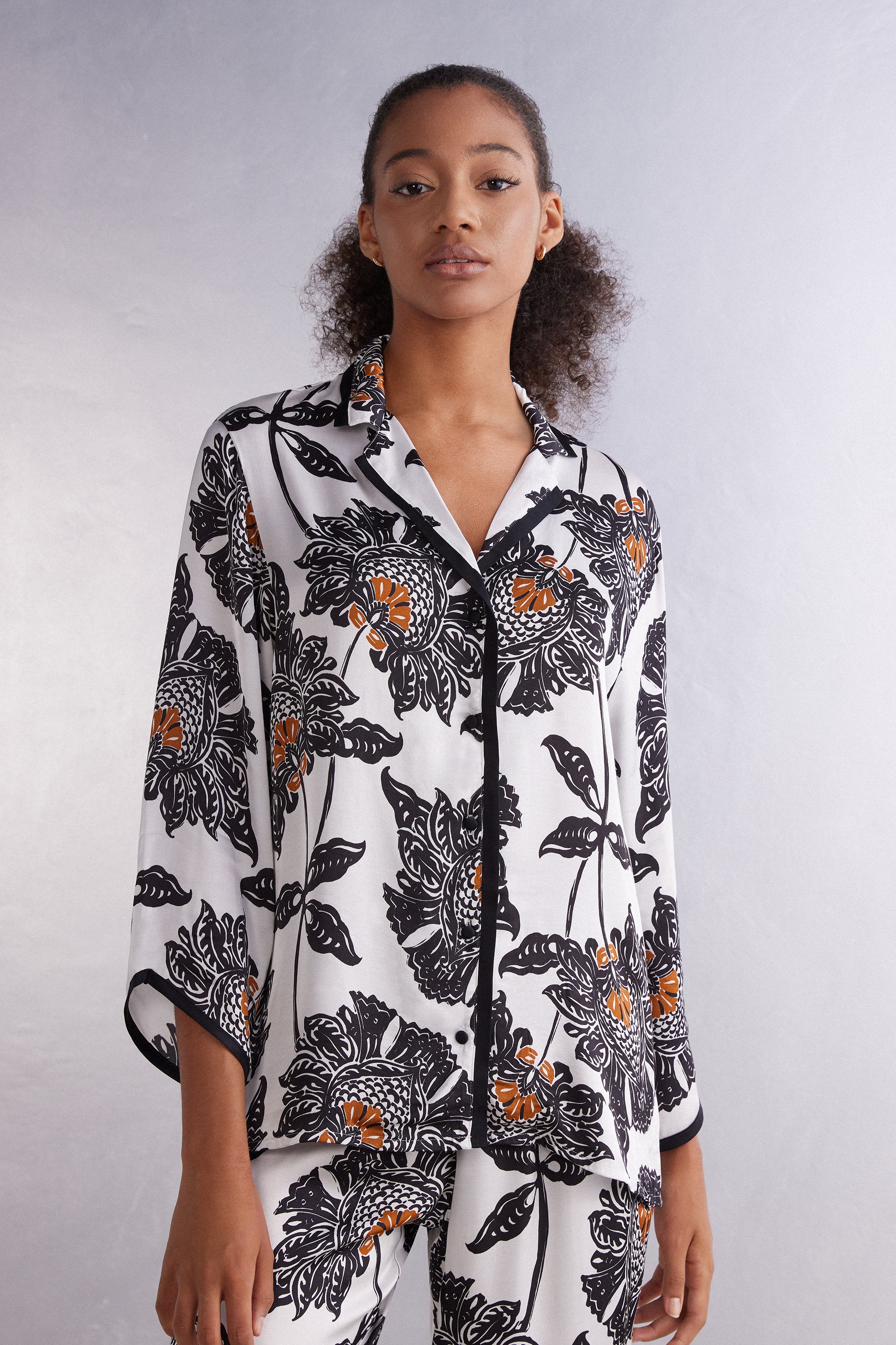 Camiseta de manga comprida Folk & Delicious em cetim
