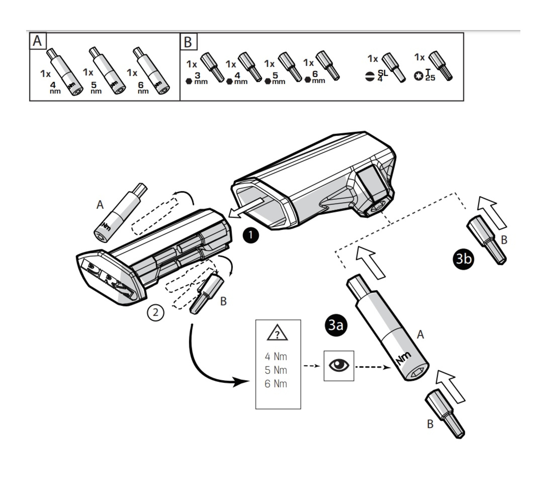 Pro  Momentsleutel 4-5-6Nm Preset Met Bitjes