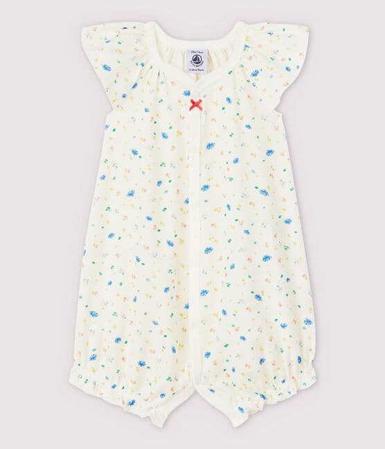 Combicourt à petites fleurs bébé en coton et lin