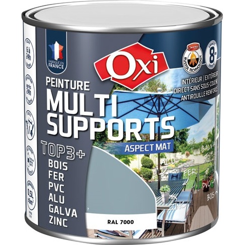 Peinture Mate Multi-supports 0.5 L Top 3+ - Gris Foncé