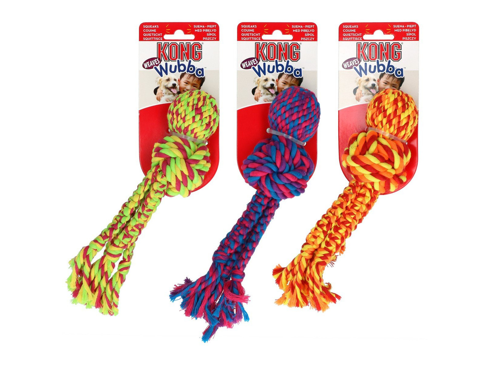 BRINQUEDO PARA CÃO KONG WUBBA WEAVES CORDA TAMANHO L CORES SORTIDAS