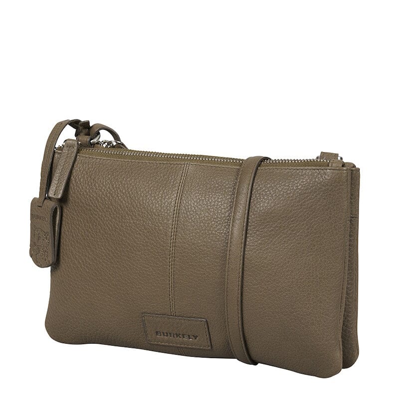 Burkely Soft Skylar Crossbody Bag Double Pocket Zip Taupe