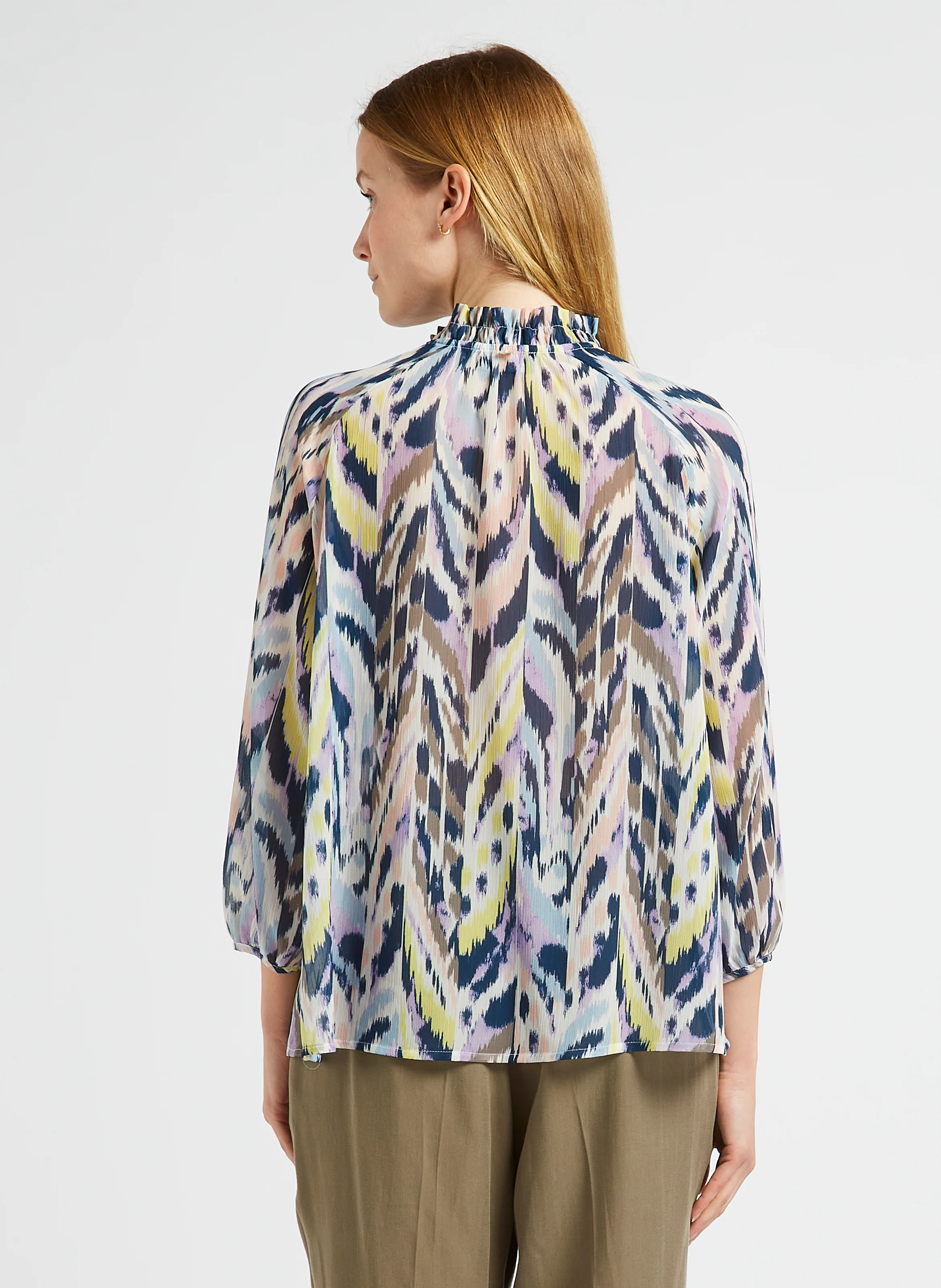 CARTER - Top fluide col victorien imprimé | Blanc