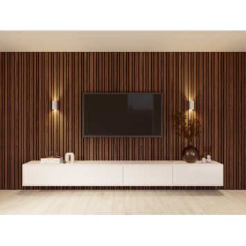 Kleurstaal lattenwand Decowall Acoustic Blend walnoot 30x25cm