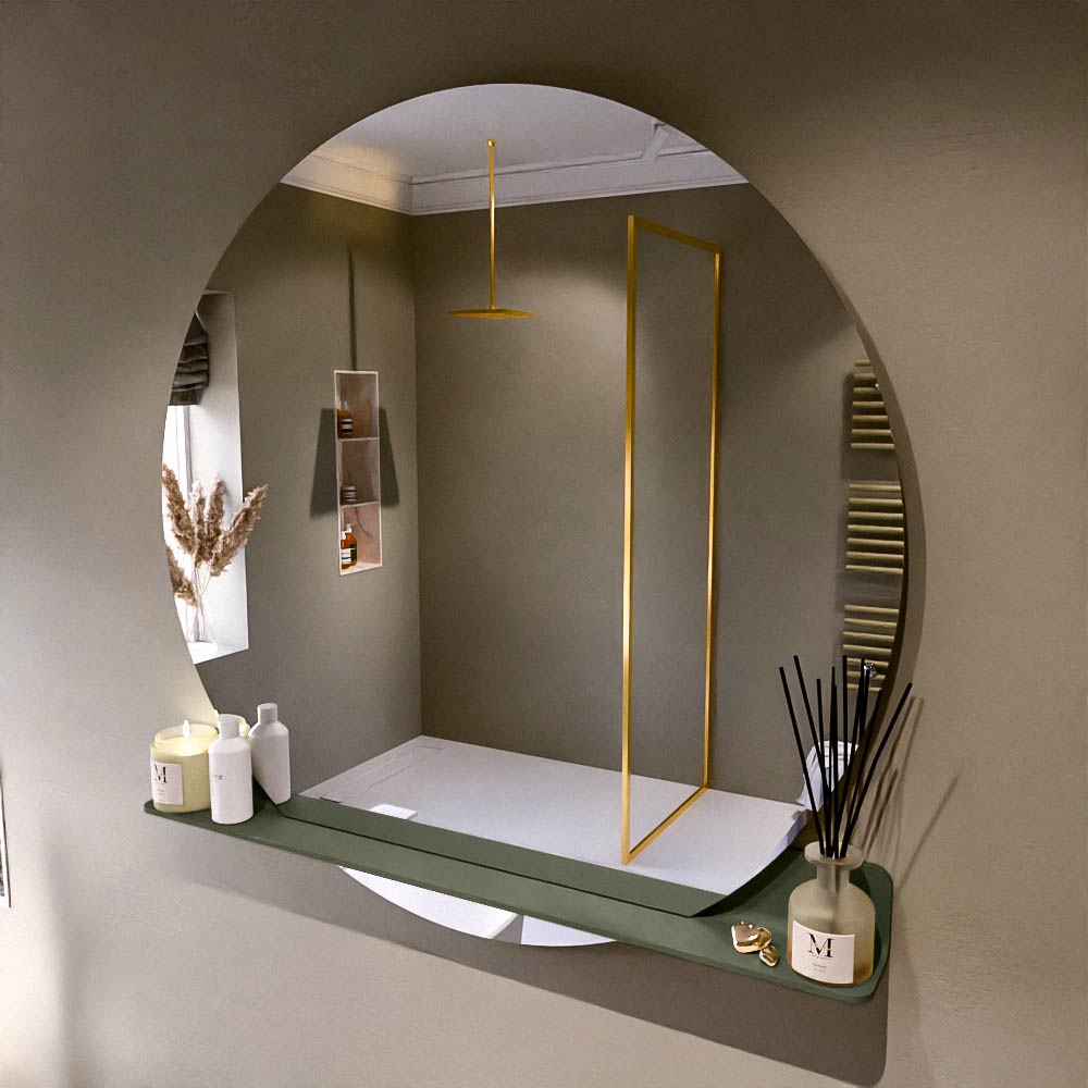 Mondiaz Spot spiegel rond Ø120cm met planchet army