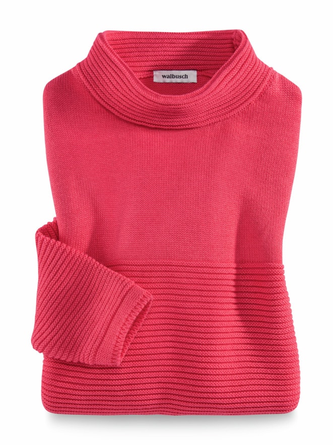 Kaminkragen-Pullover Querrippe