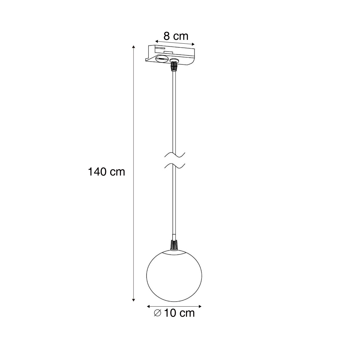 Moderne hanglamp zwart met wit glas voor railsysteem 1-fase - Iconic Perle