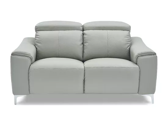 Canapé relaxation électrique 2 places en cuir BIANCA - Gris clair Gris perle