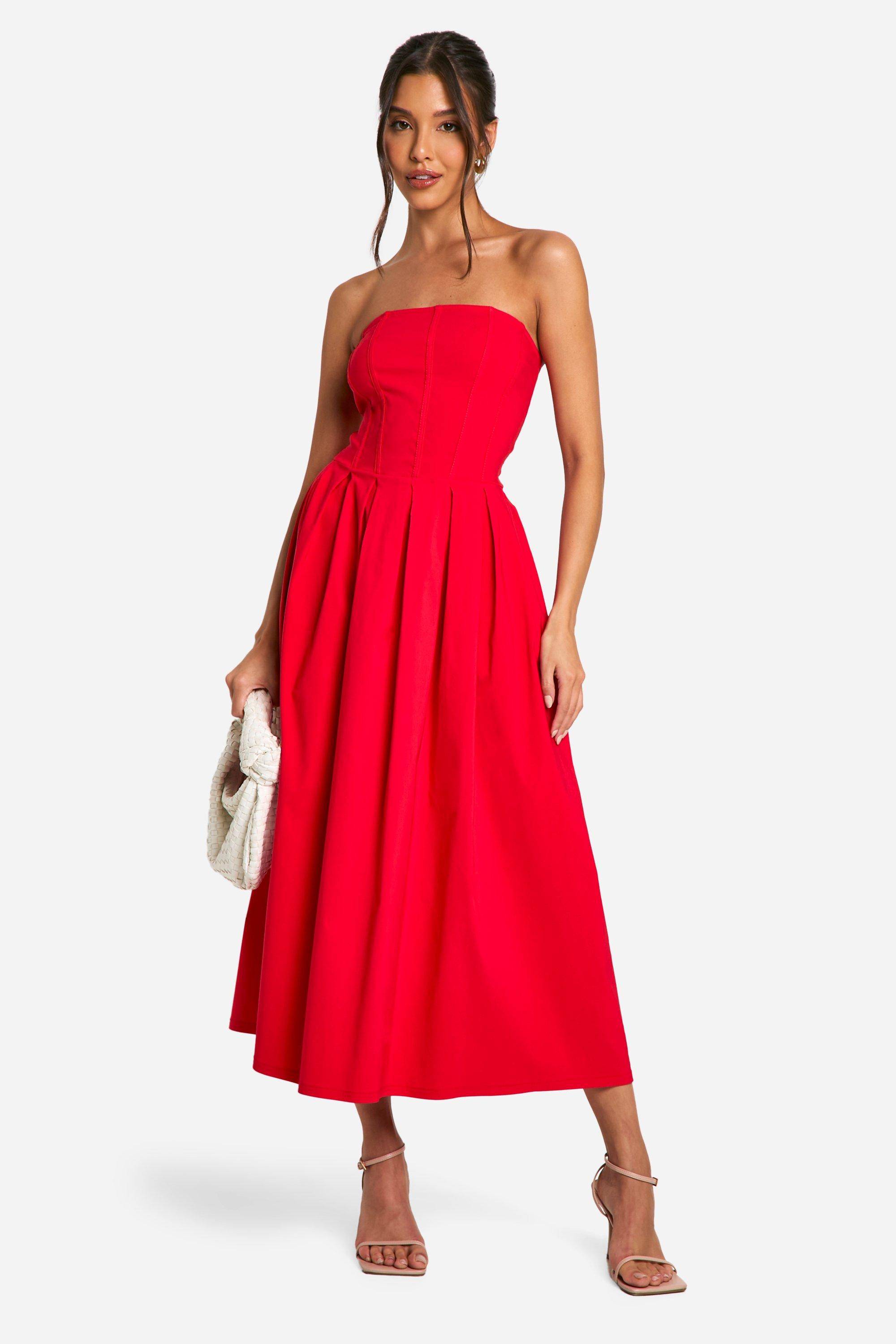 boohoo Robe Midaxi Corset Skater en Bengaline
