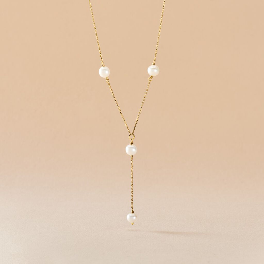 Collier Persis Or Jaune Perle De Culture