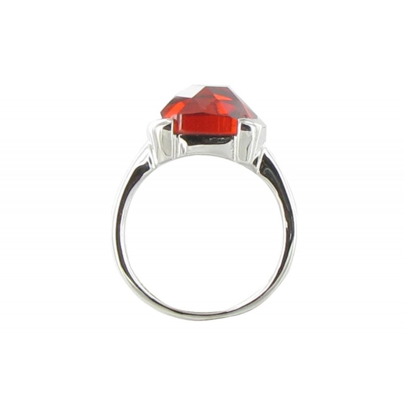 Bague Argent et son Carré de Zirconium Facetée Rouge