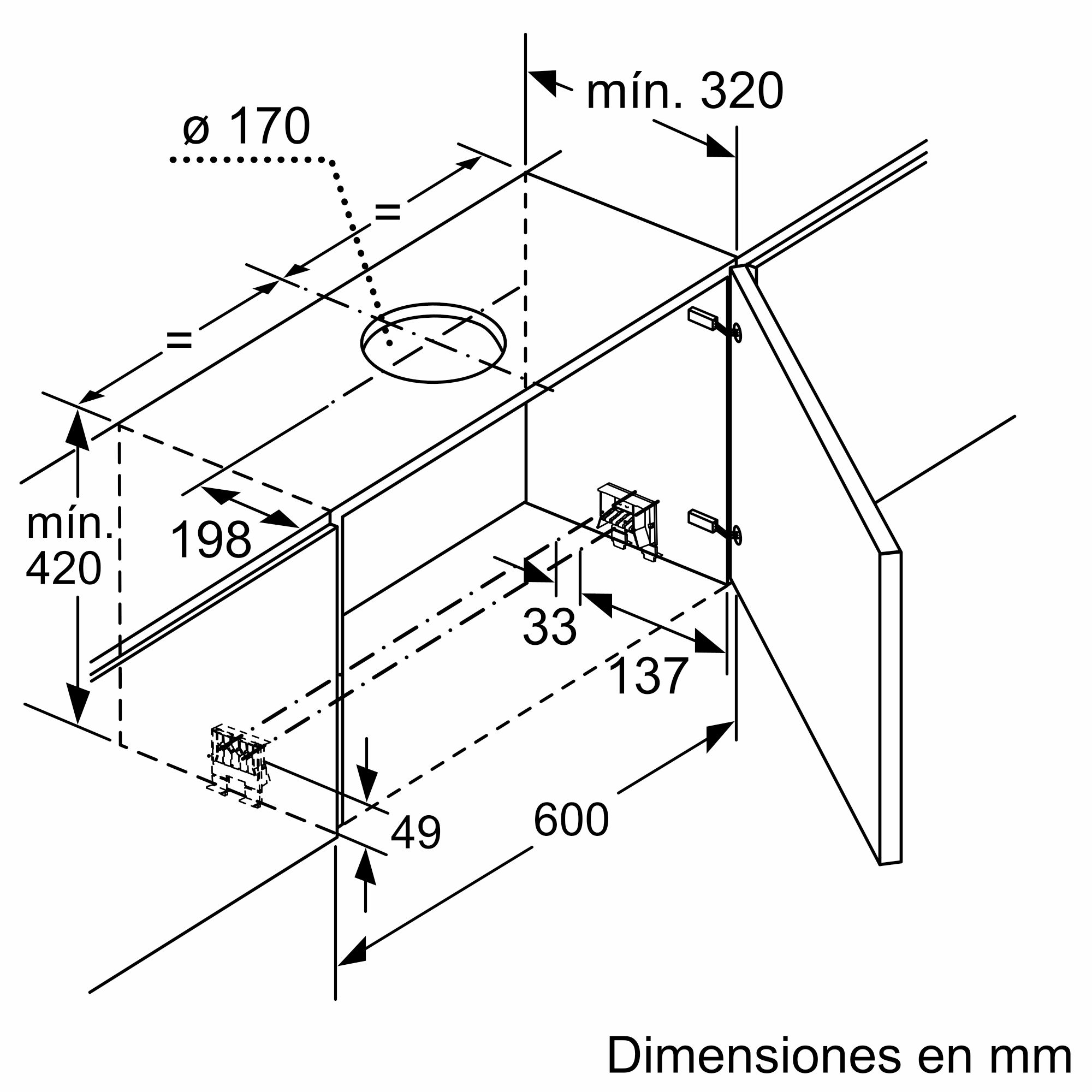 Coifa telescópica Série 8 de 60 cm em aço inoxidável DFS067K51