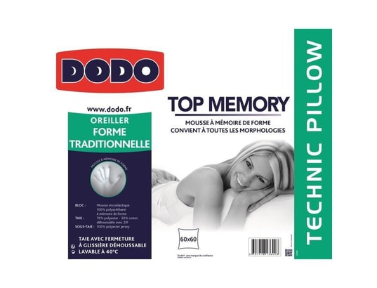 DODO - Oreiller carré Oreiller top memory 60x60cm