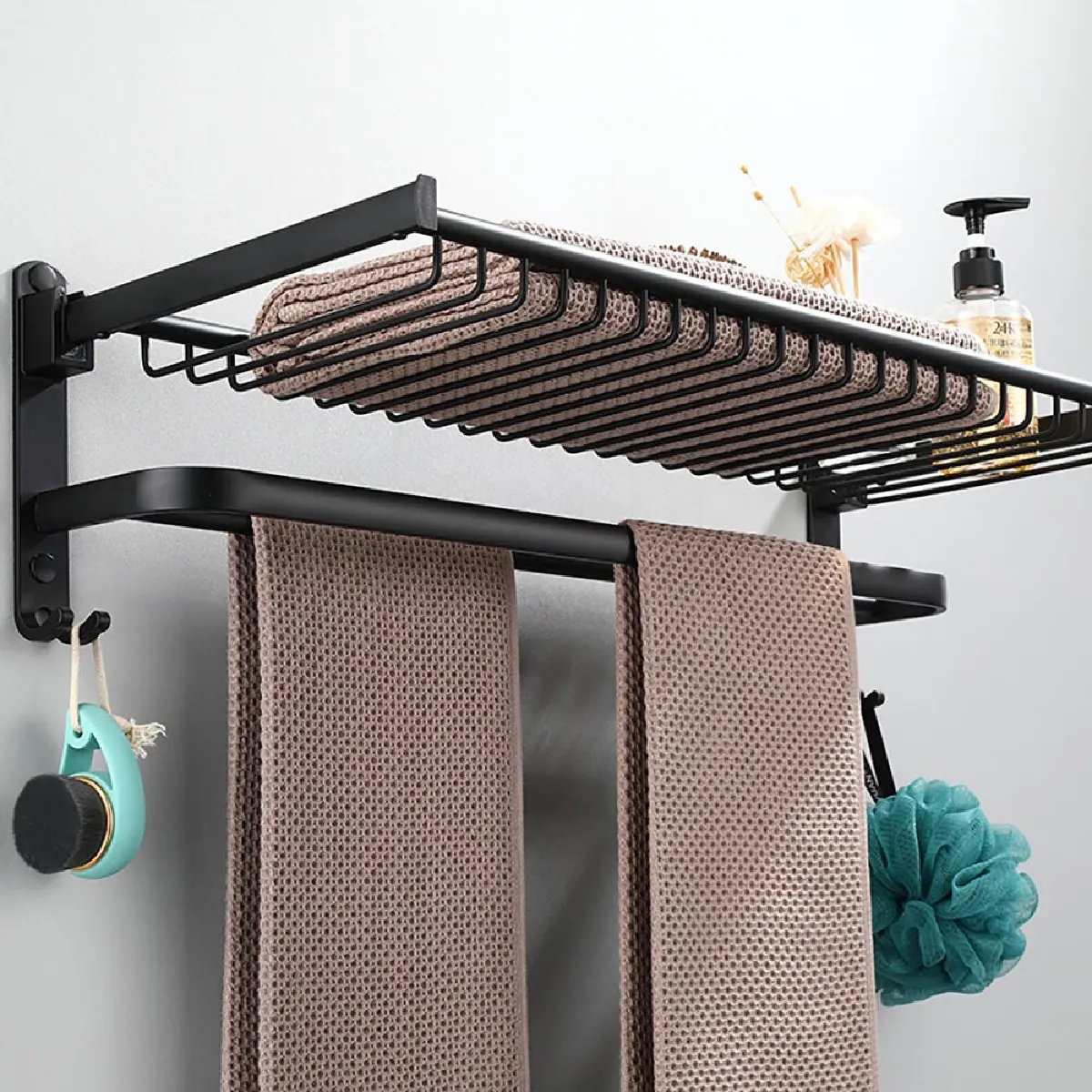 Porte-serviettes aluminium noir Universal - Pliante
