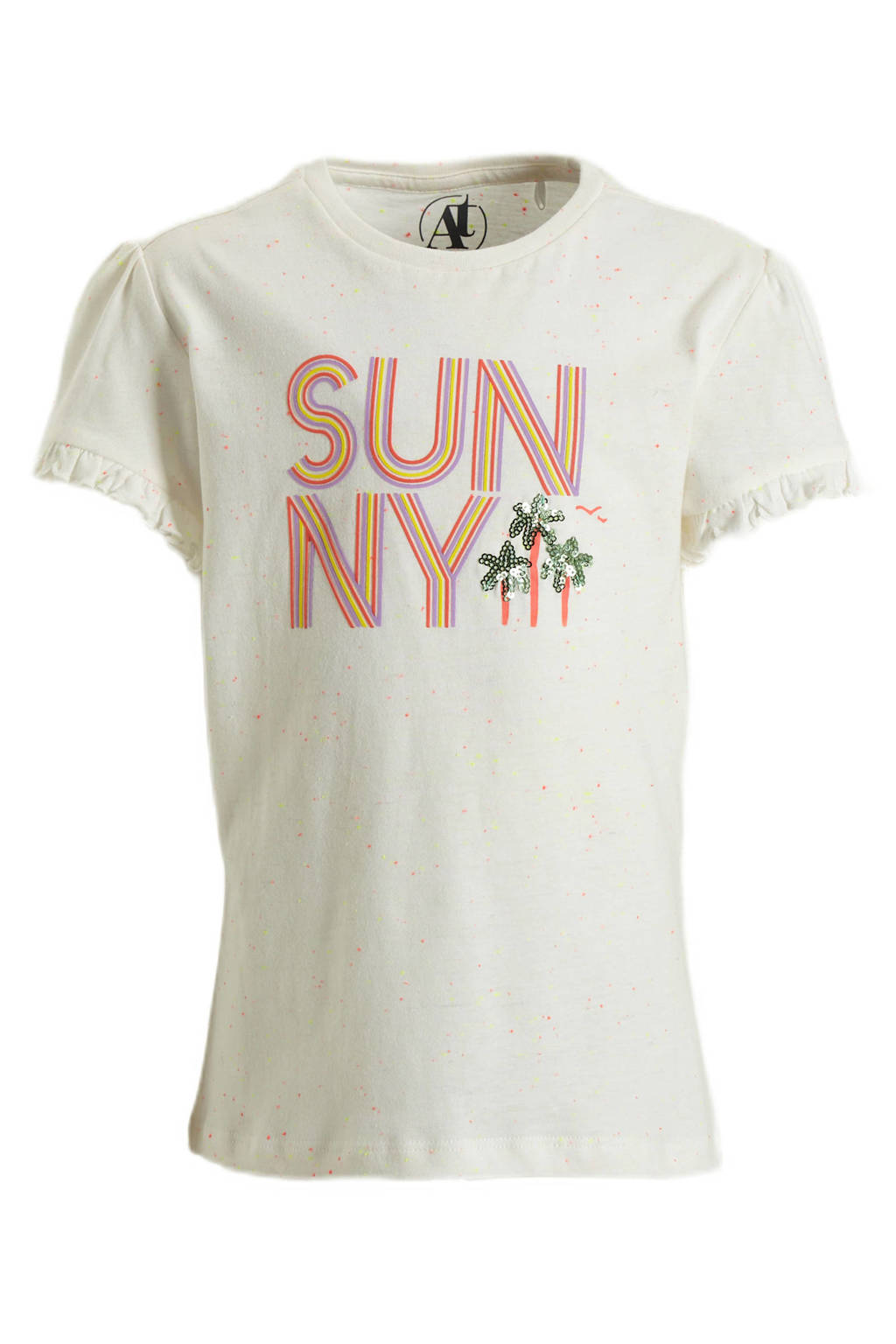 anytime T-shirt met tekstopdruk wit