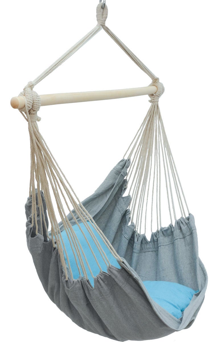 Hangstoel/relaxstoel 130x95cm in lilagrijs + 2 omkeerbare kussens
