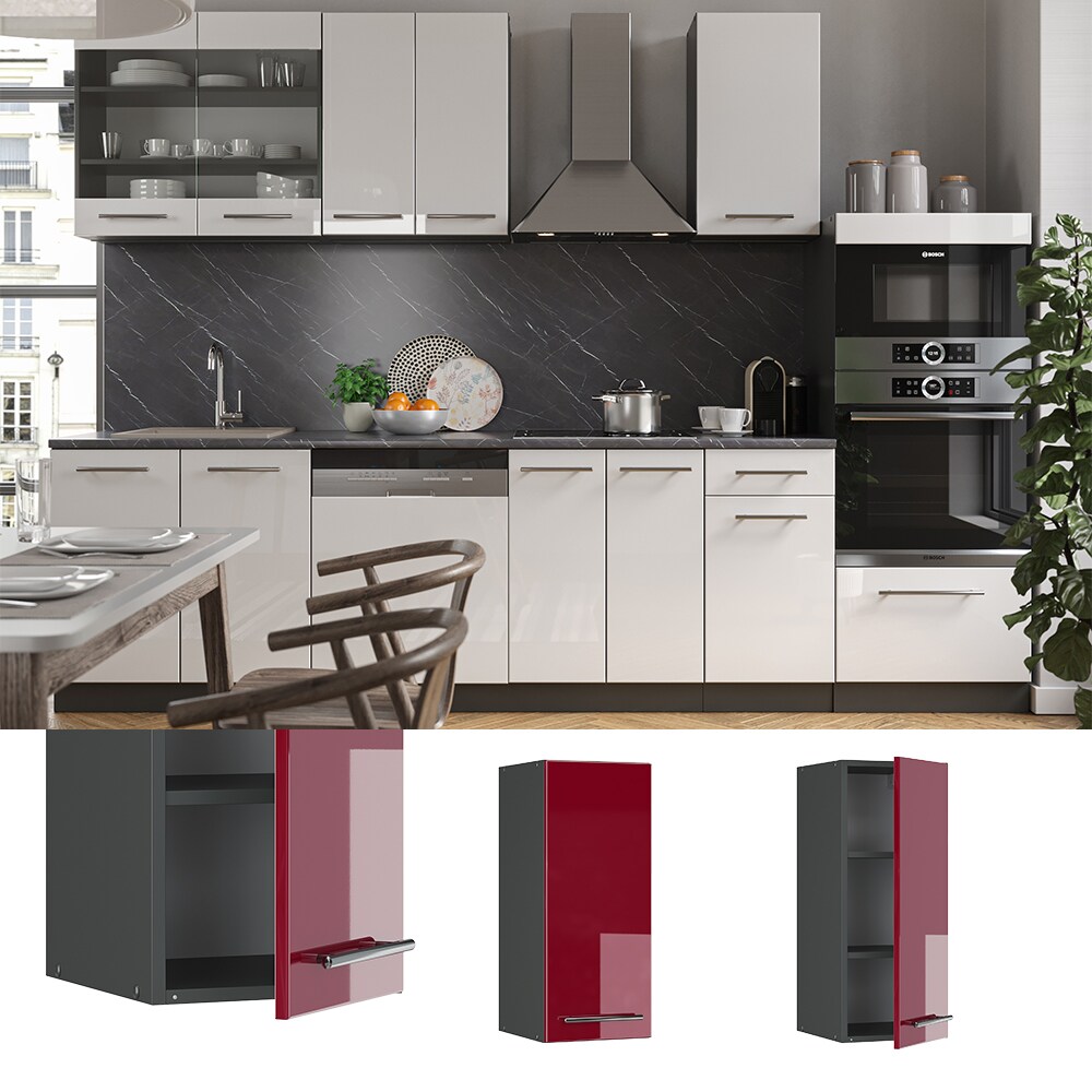VICCO Hängeschrank 30 cm Bordeaux Hochglanz Küchenschrank Oberschrank Küchenzeile Fame-Line