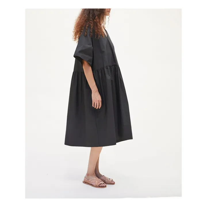 Black Crane Robe Col V | Gris charbon