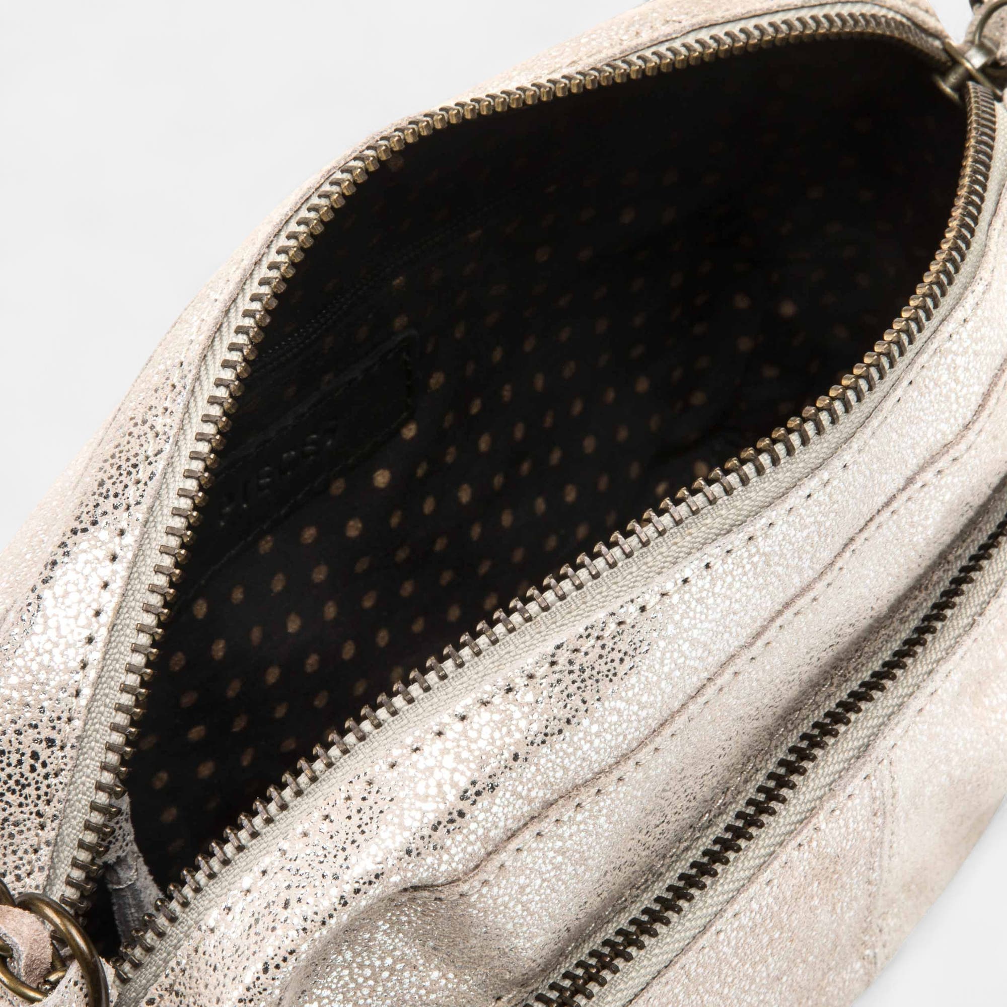 Sac bandoulière en cuir argent