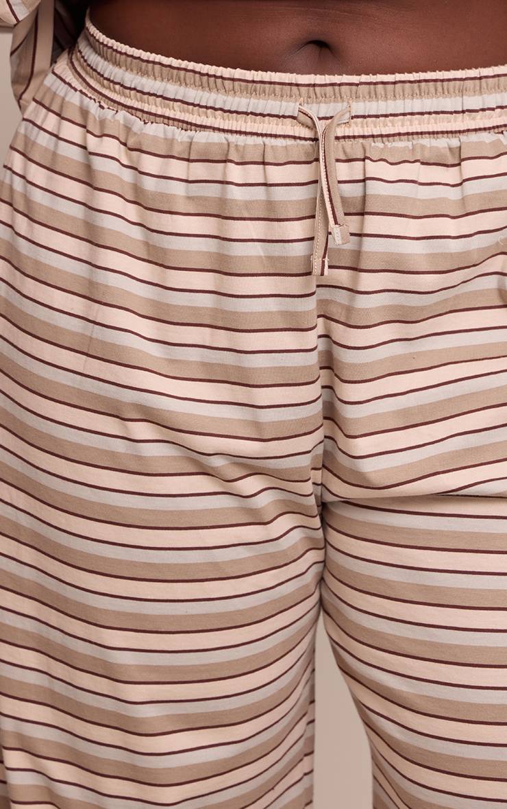 Chocolat Pantalon Large Rayé Grande Taille Avec Cordon De Serrage Ensemble Coordonné