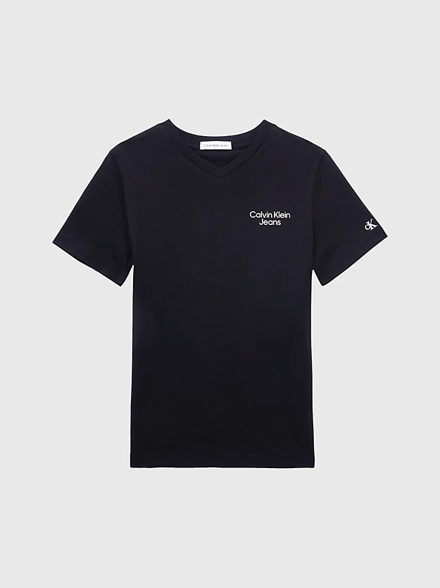 Camiseta com decote em V e logo
