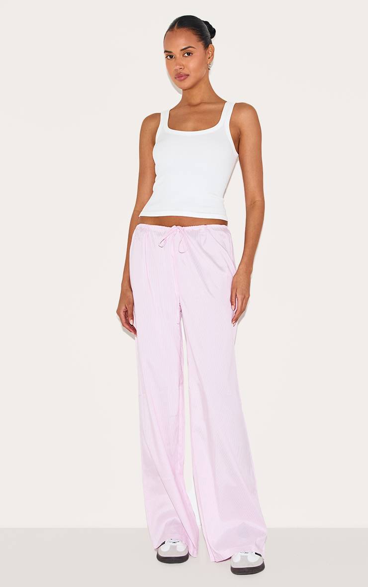 Rose Pantalon À Fines Rayures Taille Basse Avec Cordon De Serrage
