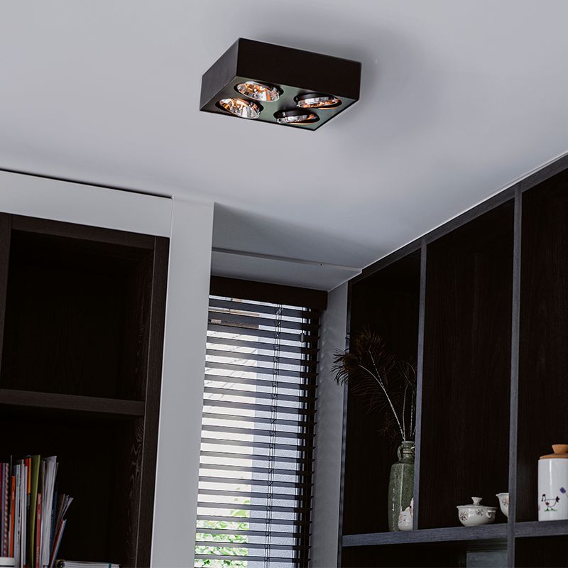 Design spot zwart vierkant 4-lichts - Kaya