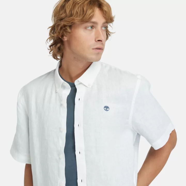 Chemise en lin Mill Brook pour homme en blanc
