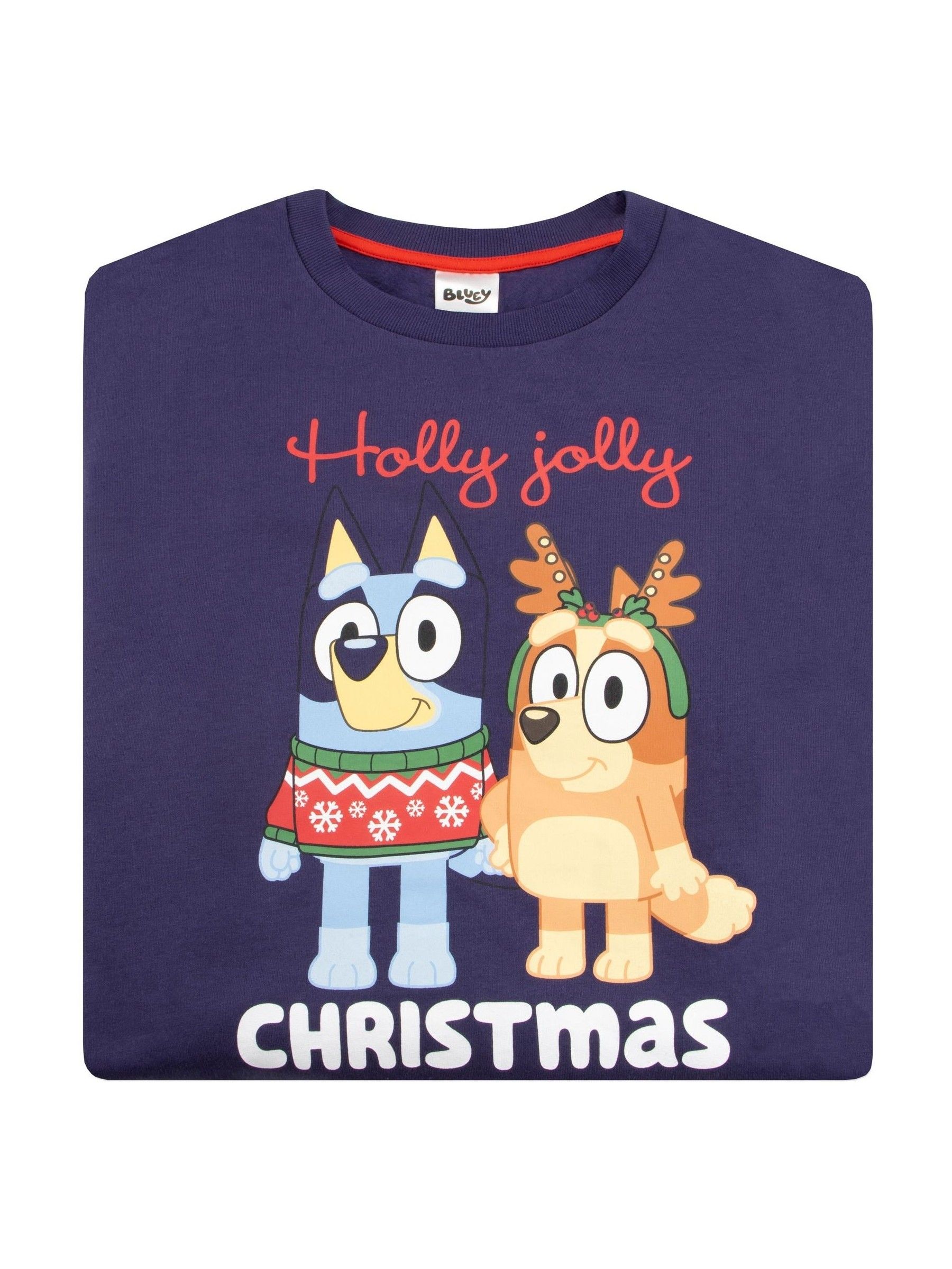 Kerst 100% katoenen sweatshirt met Bluey en Bingo-personages