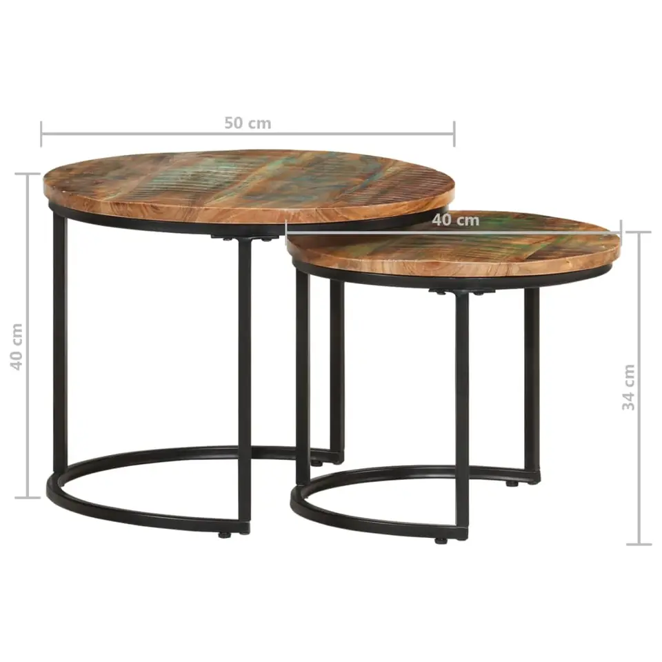 vidaXL - Tafeltje - Bruin - Gerecycled hout - Ø 40 x 34 cm - 2 stuks