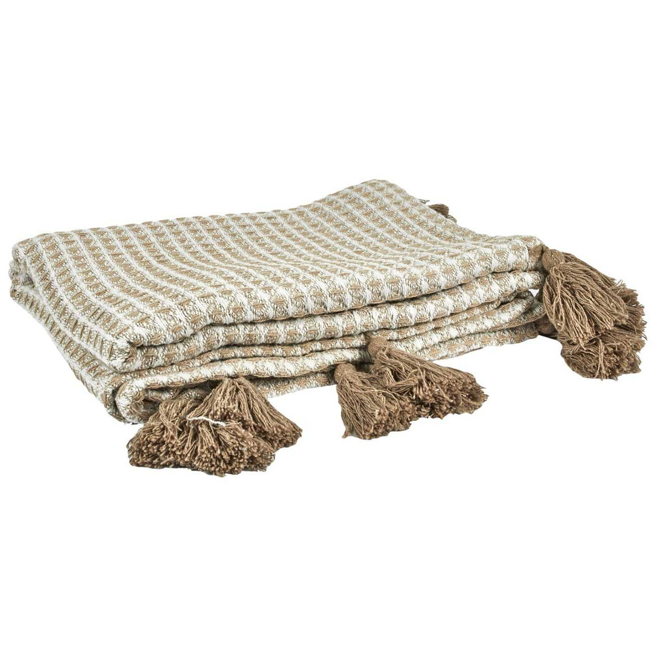 Home Deco Factory Plaid nid d'abeille beige/gris - 125x150 cm
