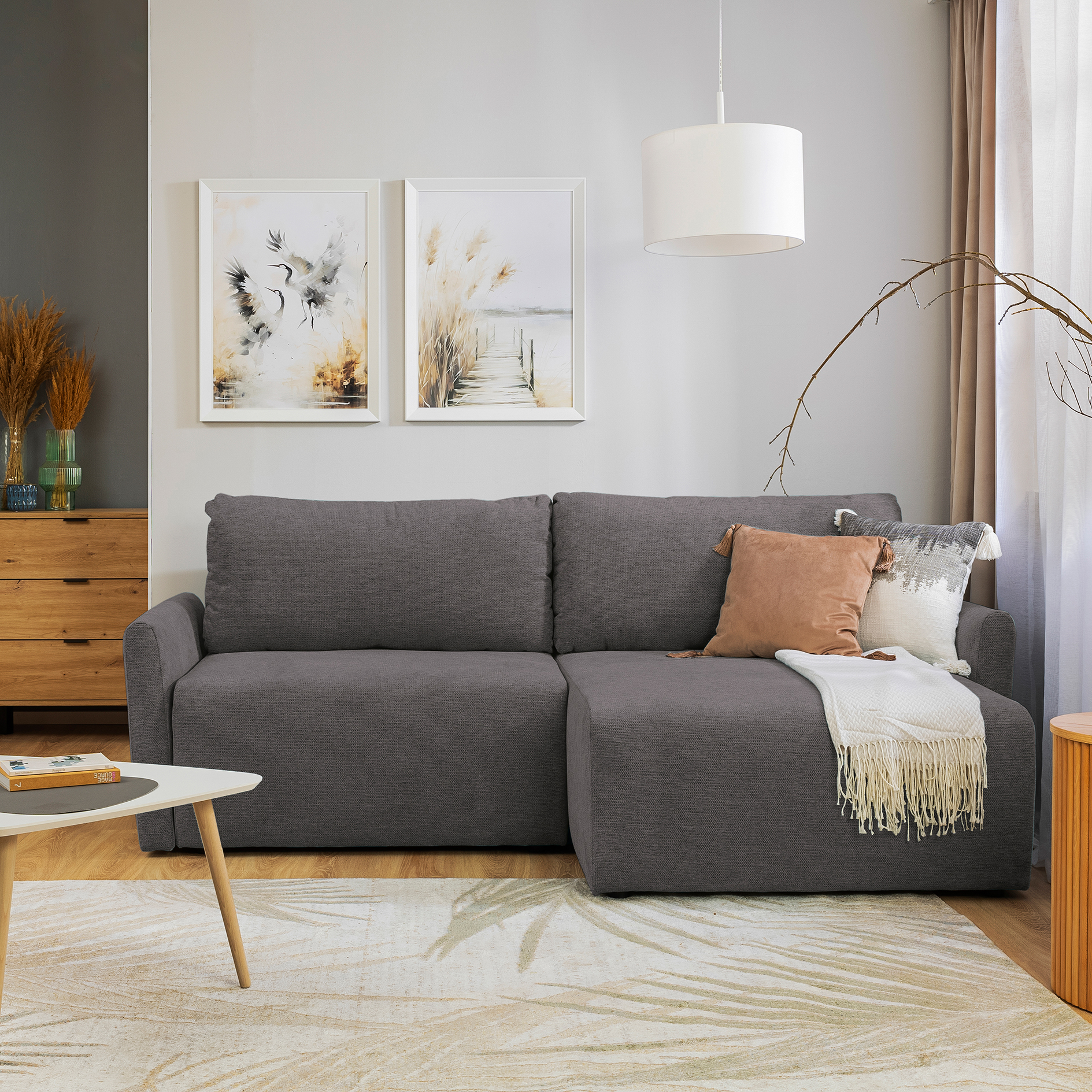 Ecksofa - anthrazit - Liegefunktion und Staukasten - 228x146 cm