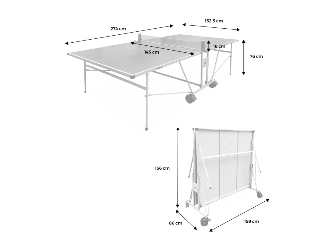 Table de ping pong OUTDOOR bleue - table pliable avec 2 raquettes et 3 balles. pour utilisation extérieure. sport tennis de table
