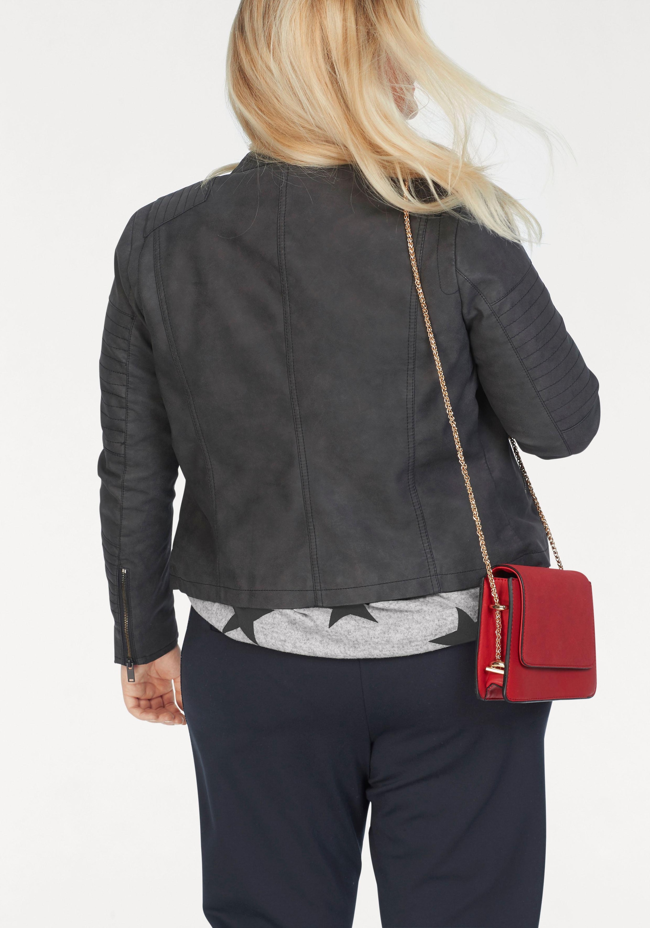 ONLY CARMAKOMA Lederimitatjacke »CARAVANA FAUX LEATHER BIKER OTW« mit Biker-Details