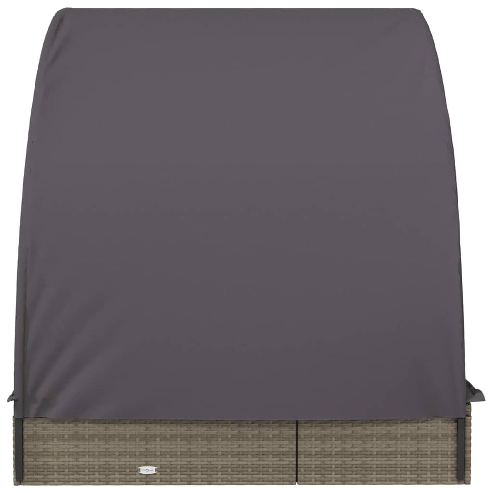 Transat chaise longue 2 places avec toit rond 211 x 112 x 140 cm gris
