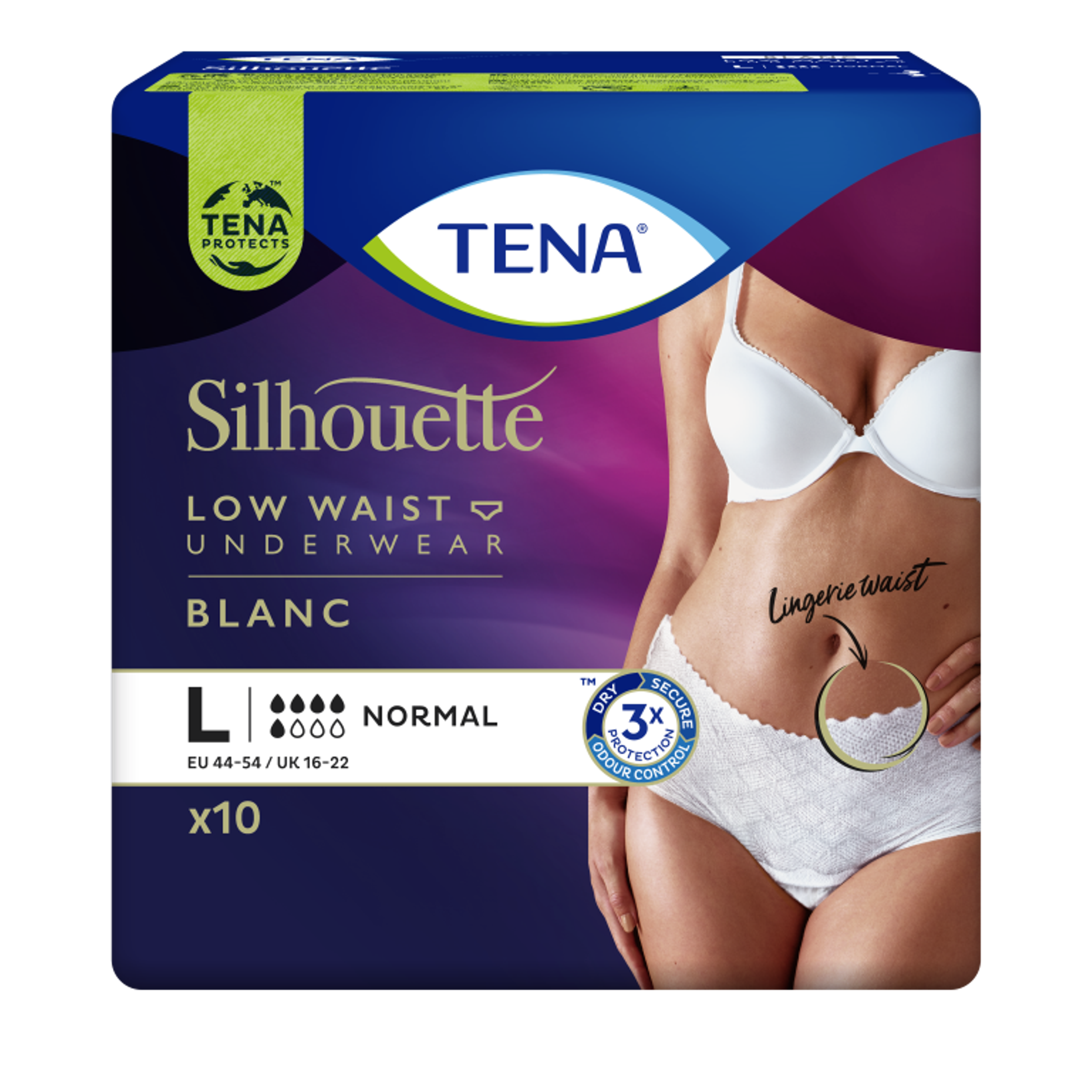 Tena Silhouette Plus Blanc – Lage Taille L (10 stuks)