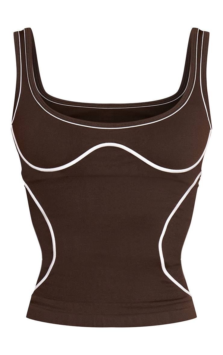 Espresso Débardeur De Sport Sans Couture Chiné Avec Empiècements Contrastés
